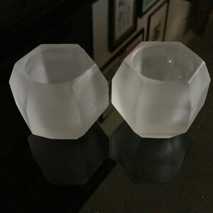 PartyLite frosted glass tealight holders